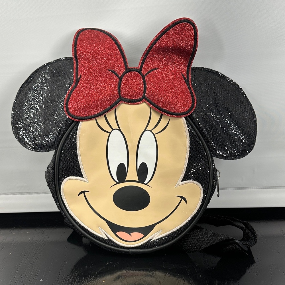 Disney Minnie Mouse Glittery Backpack - Red and Black